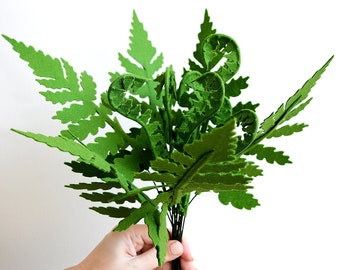 Fern Leaves, 15 leaves, Greenery, Felt Flowers, Handmade Felt Flowers, Artificial flowers, Artificial leaves, Felt plants, Felt bouquet