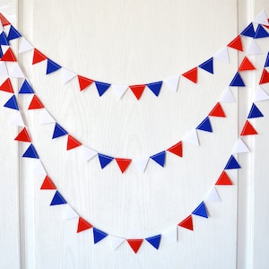 Mini bunting, felt garland, 4th of July, USA Independence Day, Reusable Party decoration, Balloon tail, Office Desk bunting, Baby decor. image 1