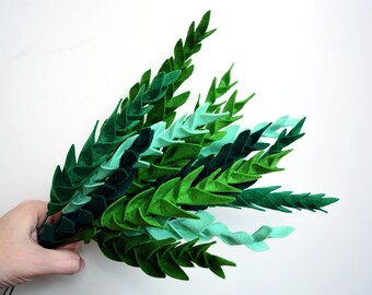 Green felt twigs, 15 Artificial branches, Choose Color, Greenery, Botanical decoration, Tradescantia, Faux plants
