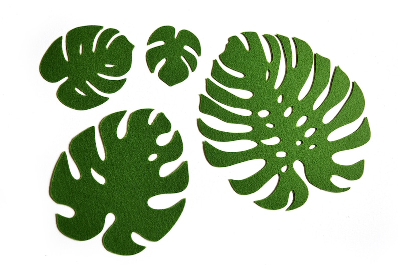 Monstera Leaves 9 Leaves Greenery DIY Felt Flowers Etsy