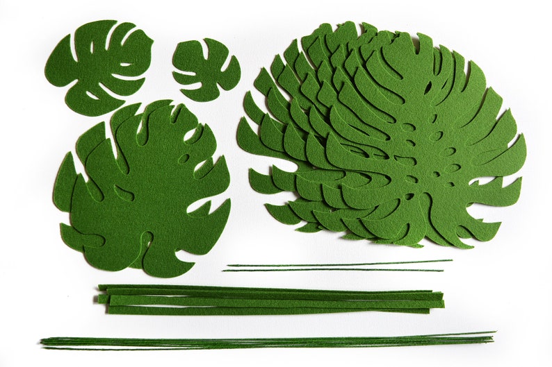 Monstera Leaves 9 Leaves Greenery DIY Felt Flowers Etsy