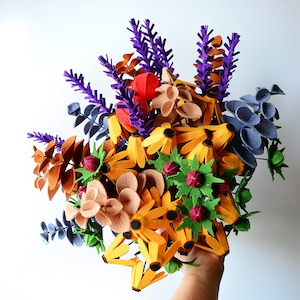 Autumn Cinnamon, Lavender, Chamomile, Eucalyptus, Greenery, Felt Flowers, Handmade, Artificial bouquet, Fall foliage