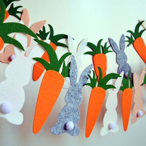 Felt Easter Garland: Bunnies and Carrots Spring Decor
