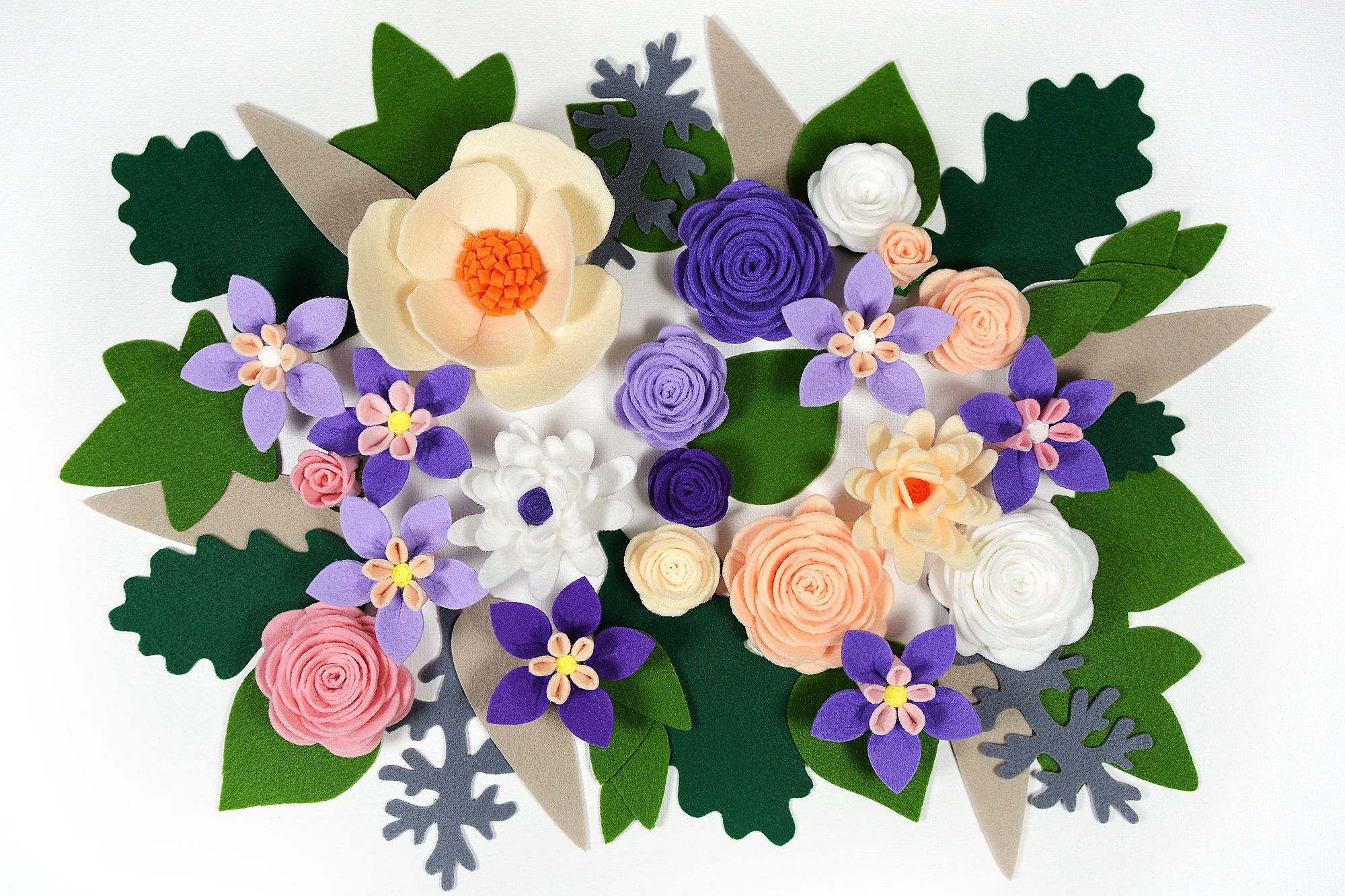 141 pcs 21 flowers DIY Felt Flowers Handmade Felt Flowers Etsy