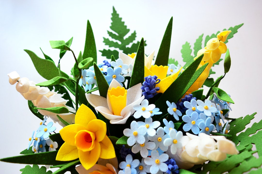 Day, and Daffodils, Spring, Fern, Felt Flowers, Handmade Flowers