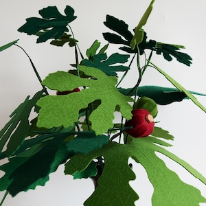 Fikonlöv, 20 blad, Grönt, Handgjorda filtblommor, Konstgjorda blad, Filtblad, Konstgjorda blommor, Filtväxter, Botanisk dekoration