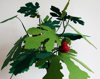 Fig Leaves, 20 leaves, Greenery, Handmade Felt Flowers, Artificial leaves, Felt leaves, Faux flowers, Felt plants, Botanical decoration