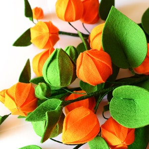 Physalis, 7 twigs, Gooseberry, Groundcherries, Greenery, Felt Flowers, Handmade Felt Flower, Felt kit, Orange bouquet image 10