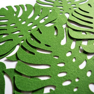 Large Coasters Set of 6 Monstera's leaves, Tropical decor, Botanical decor, Felt, Housewarming Gift image 8