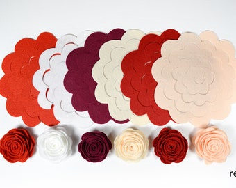 Packs of 12 large roses, Felt Flower Packs , DIY Felt Flowers, Handmade Felt Flowers, Felt kit, Artificial flowers, Faux flowers