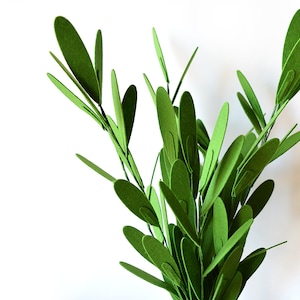 Olijftakken, groen, 12 takken, vilten bloemen, handgemaakte bloemen, vilten set, vilten planten, vilten bladeren, kunstbladeren, olijfbladeren