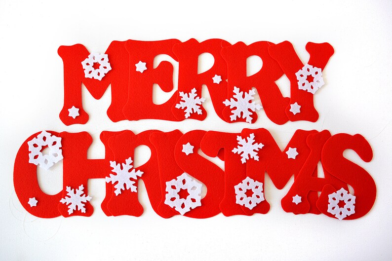 Merry Christmas Garland Felt Garland Banner Christmas Etsy
