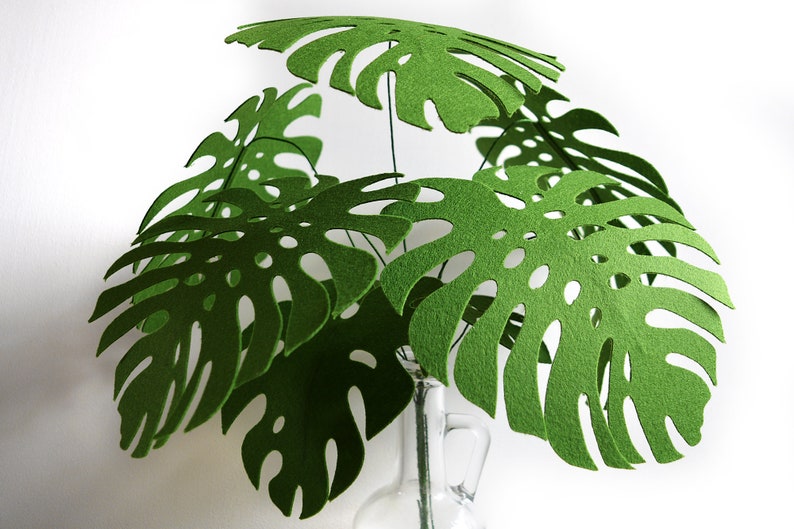 Monstera Leaves 9 Leaves Greenery DIY Felt Flowers Etsy