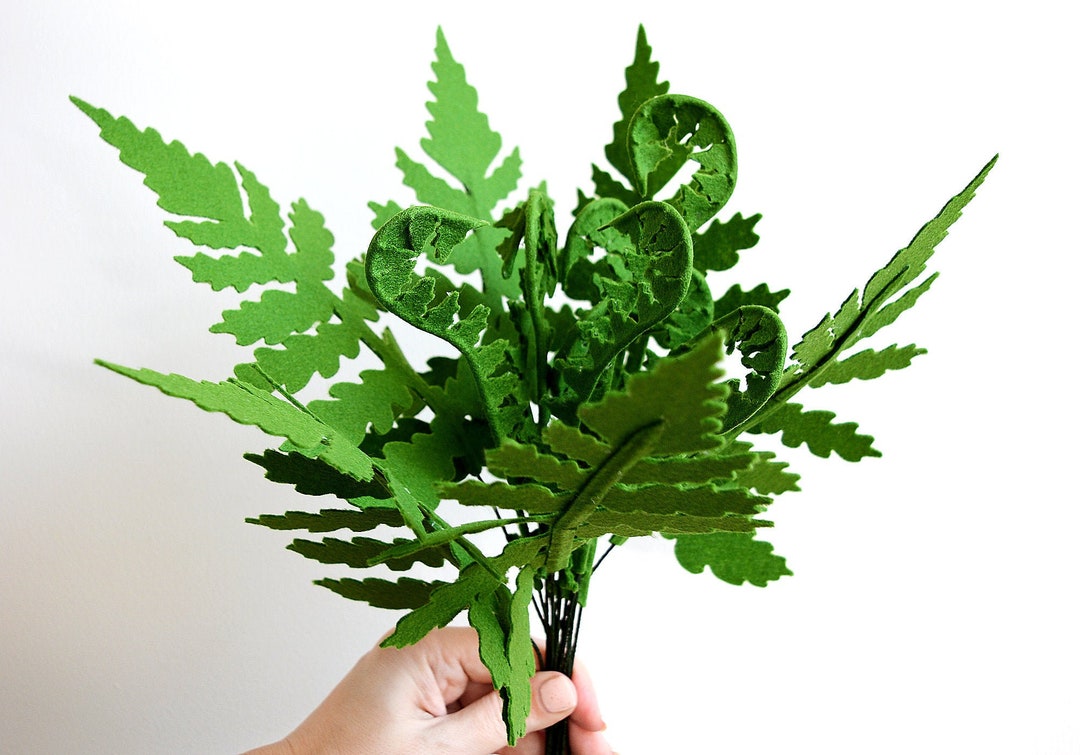 Fern Leaves 15 Leaves Greenery DIY Felt Flowers Handmade Etsy