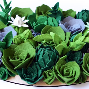 Felt Succulents, Garden Panel, Greenery Wall Decor, Vertical decor, Handmade, Faux plants