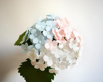 Hydrangea, Felt Bouquet, Choose Color, Felt Artificial Flowers, Faux hydrangeas, Summer Flower arrangement