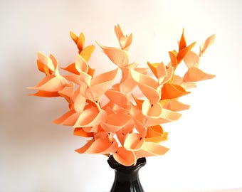 Autumn leaf felt twigs, 11 Artificial branches, Fall foliage, Botanical decoration, Ruscus, Faux plants