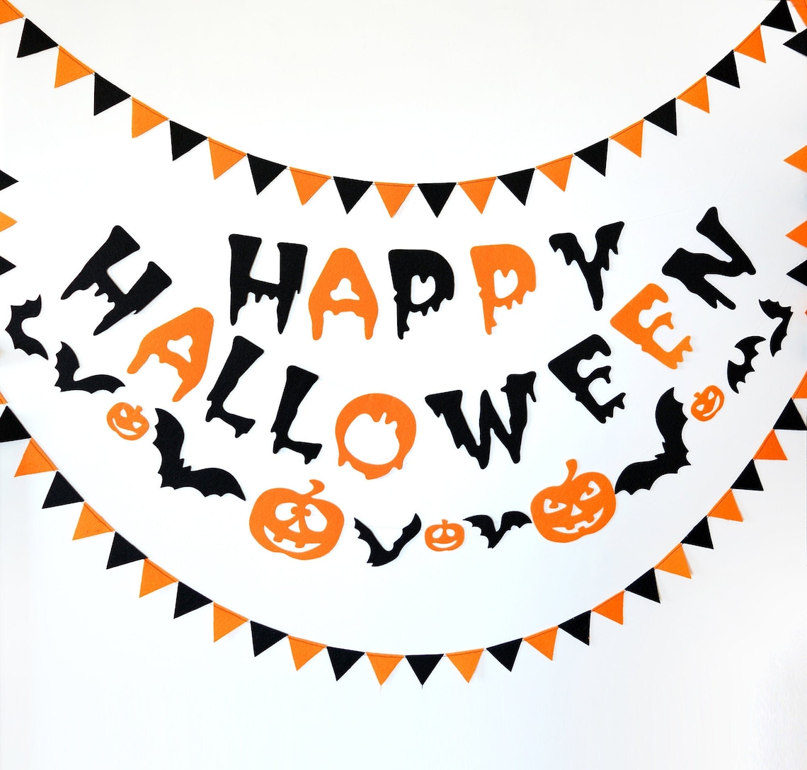 Happy Halloween Garlands Felt Garland Banner Mini Bunting Etsy