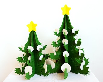 Christmas Felt Tree Set, New Year decorations, Transformer, Holidays decor, Spruce, Star, Green Tree