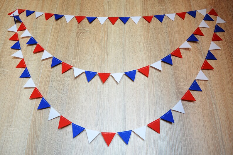 Mini bunting, felt garland, 4th of July, USA Independence Day, Reusable Party decoration, Balloon tail, Office Desk bunting, Baby decor. image 4