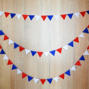 Mini bunting, felt garland, 4th of July, USA Independence Day, Reusable Party decoration, Balloon tail, Office Desk bunting, Baby decor. image 2