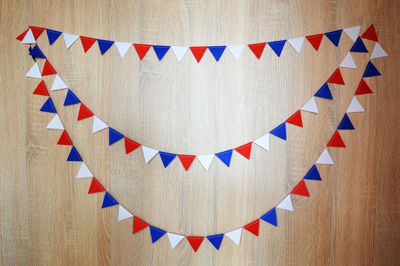Mini bunting, felt garland, 4th of July, USA Independence Day, Reusable Party decoration, Balloon tail, Office Desk bunting, Baby decor. image 2