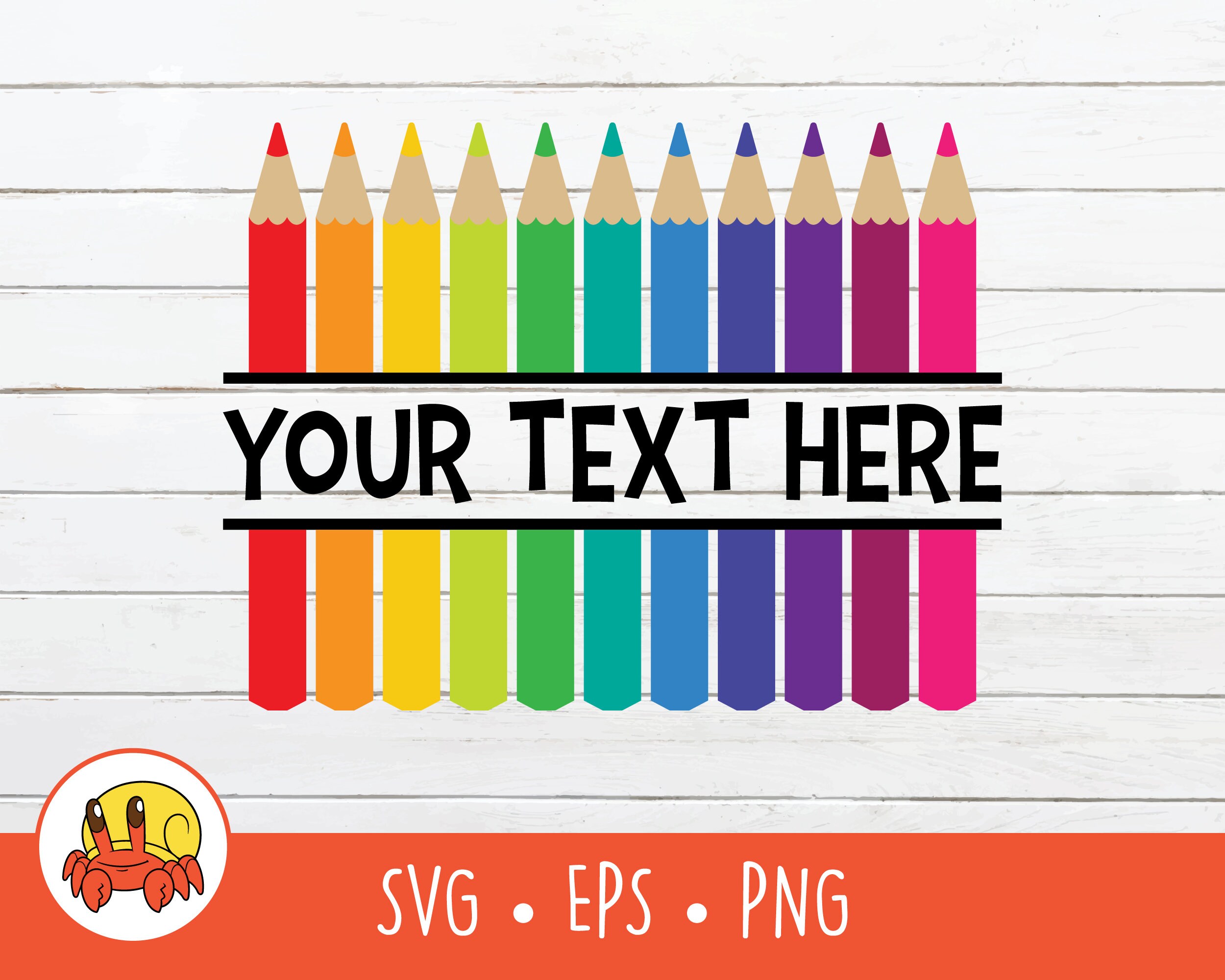 Colored Pencils SVG Split Colored Pencils Name Frame Vector Etsy