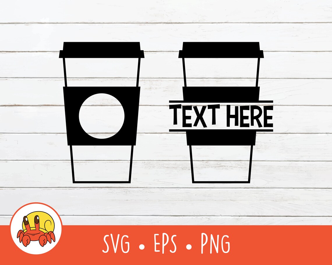 Coffee Cup SVG Split Coffee Cup Name Frame Vector Coffee Cut Etsy