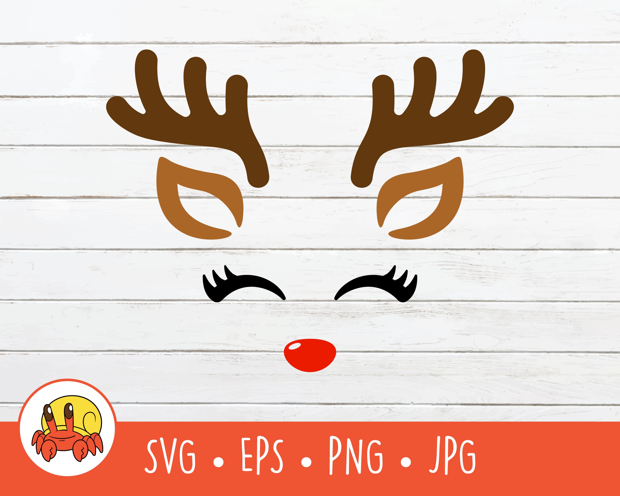 Reindeer With Eyelashes SVG Vector Girl Reindeer Cut File For Etsy