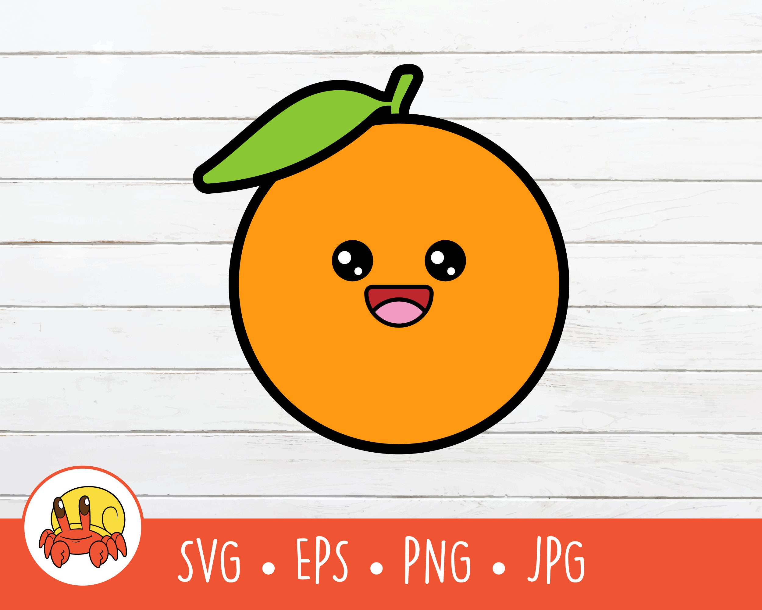 Kawaii Orange Character Clipart Cute Orange Cut File For Etsy
