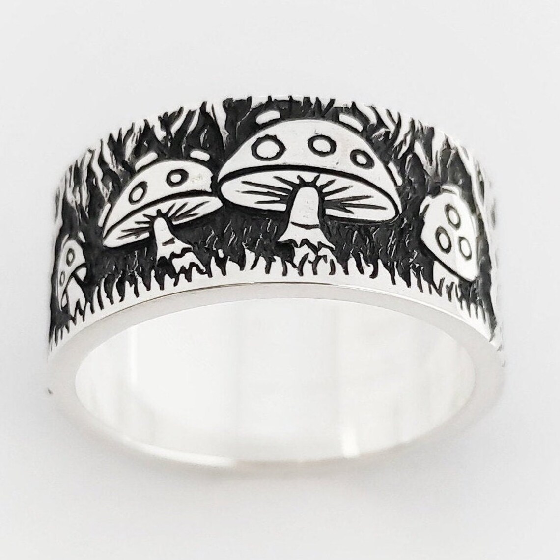 Unusual Mushroom Ring Wide silver ring in custom size Massive Etsy