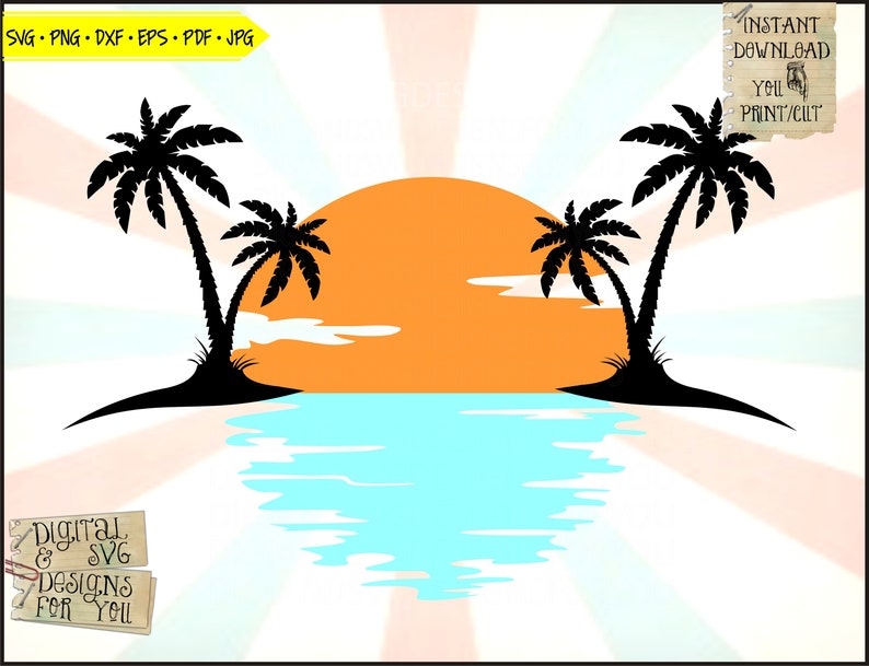 Download Sunset tropical island svg Summer Summer holiday svg | Etsy