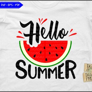 Hello summer watermelon Svg Dxf Eps, Hello Summer Svg, Watermelon Clip Art, Vacation Svg, Summer cut files, Silhouette, Cricut, Cut Files