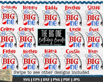 Pakiet urodzinowy The Big One, Urodziny wędkarskie SVG, Pierwsze urodziny SVG, Wędkarstwo SVG, The Big One SVG, Chłopiec urodzinowy, Pakiet koszulek urodzinowych
