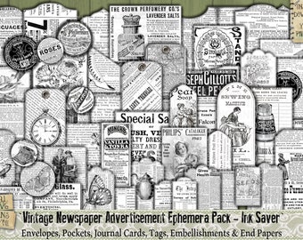 Newspaper, Ads, Advertisement, Vintage, Ephemera, Ink saver, Prints, Text, Numbers, Printable, Journal, Tags, Embellishment, Scrapbook