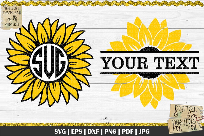 Download Sunflower Monograms Svg Split Sunflower monogram svg png ...