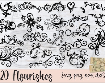 Flourishes SVG | Elementy dekoracyjne SVG | Wiry SVG | Ozdoby svg | Scrapbooking svg | Sylwetka Cutfile | Clipart