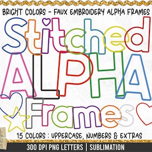 Faux Embroidery Alphabet, Clear Embroidery Alphabet Frame, Blank Alphabet Frames, Faux Stitch Alphabet, Stitch Alphabet, Embroidery alpha