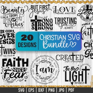 Paquete de citas cristianas, paquete de SVG de fe, SVG cristiano, versículos bíblicos, inspiración, SVG de Jesús, SVG de camiseta cristiana, SVG de camiseta cristiana