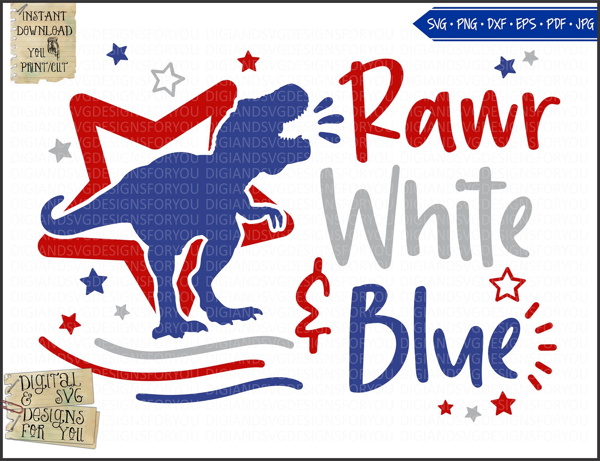 4th of July Dinosaur Svg Patriotic Shirt Design Red White - Etsy