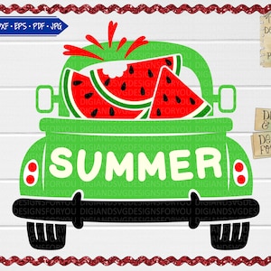 Watermelon truck svg png eps dxf jpg truck with watermelons ,summer svg, watermelons svg, Vintage old truck svg, Truck cut file, summer