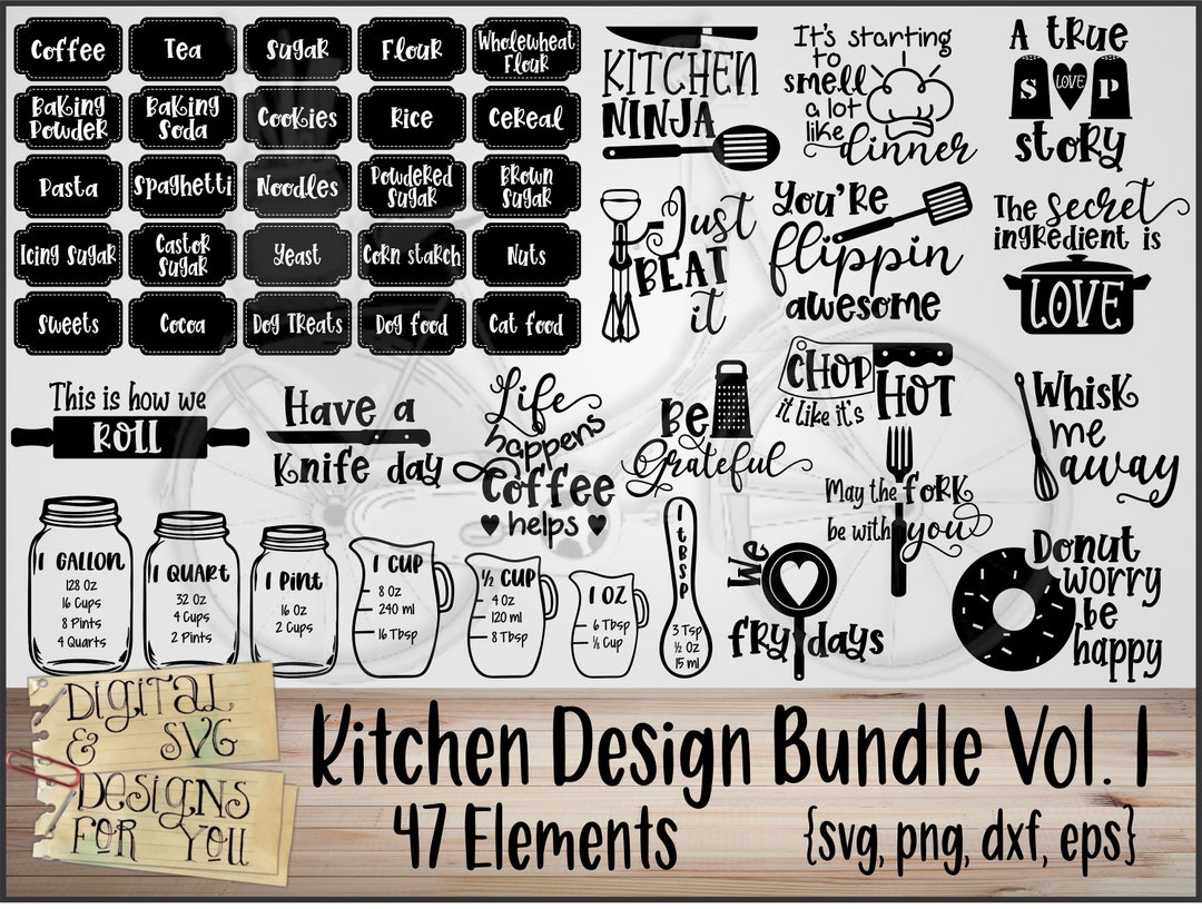 Kitchen Design Bundle Vol1 SVG Cut File | Cut File for Cameo Silhouette ...