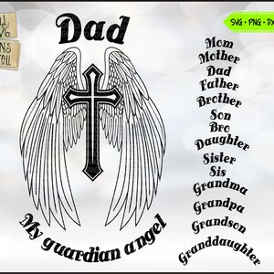 Gardien Angel BW svg, ailes d’ange, héros, angel cutfile, gardien svg, mon ange, mon gardien svg, héros américain, ange américain, mes ailes
