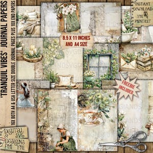 Ambiance tranquille, journal papier, soins personnels, bien-être, santé mentale, journée au spa, journal indésirable, scrapbooking, découpage, DigiAndSVGDesigns4U