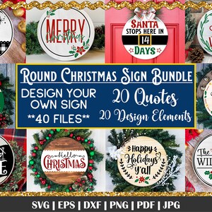 Ronde kerst teken bundel, ronde houten borden, deur teken bundel, kerst teken bundel, buffel plaid SVG, kerstmis svg, ronde borden