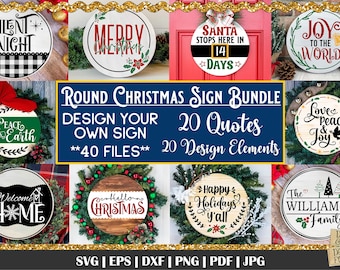 Round Christmas Sign Bundle, Round Wood Signs, Door Sign Bundle, Christmas Sign Bundle, Buffalo Plaid SVG, Christmas svg, Round signs