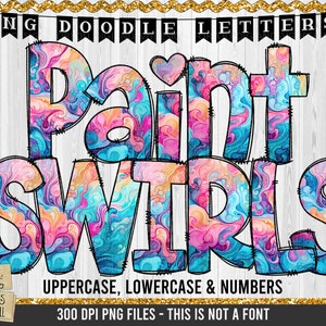 Paint Swirls PNG Doodle Buchstaben, PNG Buchstaben, Doodle Alphabet, PNG Alphabet, Sublimation, Farbe, Wirbel, Buntes Alphabet, Doodle png