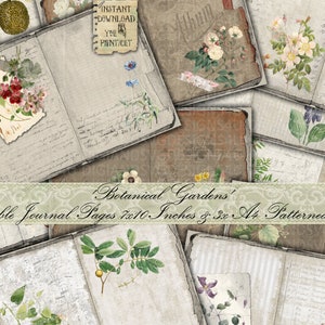 Botanical Junk Journal, Vintage, Grunge, Printable, Collage Sheet, Ephemera, Scrapbook, Paper, Garden, Decoupage, Instant Download
