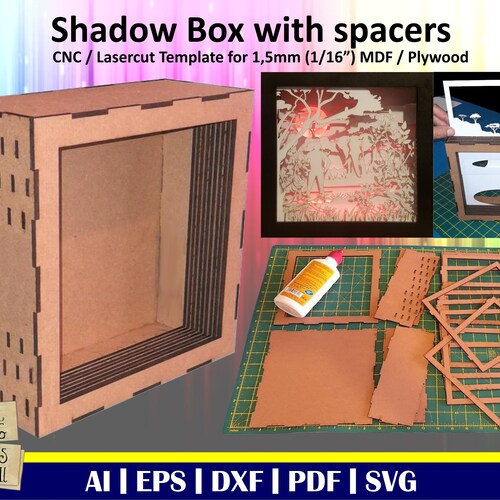 Shadow Box With Spacers Cnc or Laser Cut Template for 1.5mm Etsy