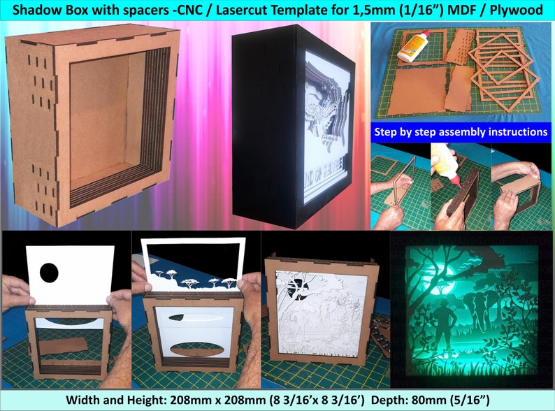 Shadow Box With Spacers Cnc or Laser Cut Template for 1.5mm Etsy UK